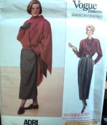 2370  Vogue  ADRI 2 BREASTED JACKET , LONG A-SKIRT, TOP, SHAWL PATTERN 8-12; 14-18 Uncut choice